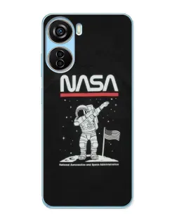 Чехол для ZTE V40 Design с картинкой «NASA — шагаем по Луне»