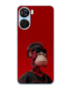Чехол для ZTE V40 Design с картинкой «Bored Ape в красном»