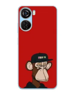 Чехол для ZTE V40 Design с картинкой «Bored Ape — красный фон»
