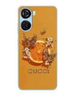Чехол для ZTE V40 Design с картинкой «Gucci — золотые бабочки»