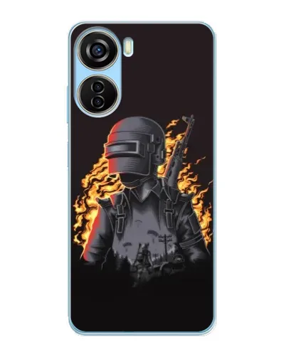 Чехол для ZTE V40 Design с картинкой «PUBG — огненный силуэт»