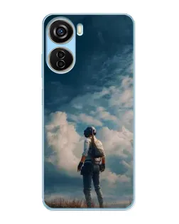 Чехол для ZTE V40 Design с картинкой «Герой PUBG на скале»