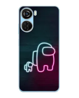 Чехол для ZTE V40 Design с картинкой «Among Us неон-арт»