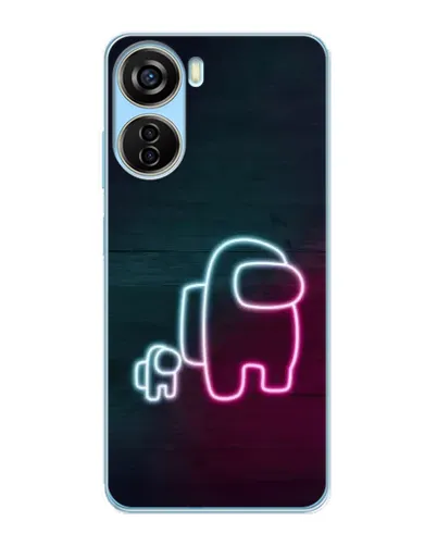 Чехол для ZTE V40 Design с картинкой «Among Us неон-арт» Чехол для ZTE V40 Design с картинкой «Among Us неон-арт»