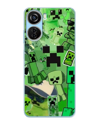 Чехол для ZTE V40 Design с картинкой «Криперы Minecraft»