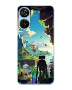 Чехол для ZTE V40 Design с картинкой «Эндермен в лесу»
