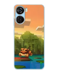 Чехол для ZTE V40 Design с картинкой «Майнкрафт закат солнца»