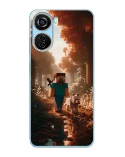 Чехол для ZTE V40 Design с картинкой «Стив в лесу»
