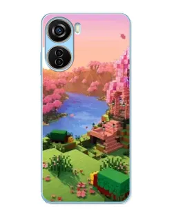 Чехол для ZTE V40 Design с картинкой «Розовое дерево Minecraft»