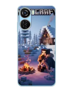 Чехол для ZTE V40 Design с картинкой «Зимний Minecraft»