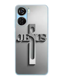Чехол для ZTE V40 Design с картинкой «Металлический крест Jesus»