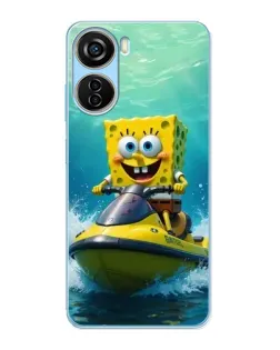 Чохол для ZTE V40 Design з картинкою «Спанч Боб на гідроциклі»