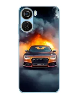 Чехол для ZTE V40 Design с картинкой «Audi в огненном дыму»