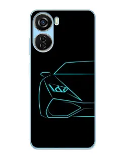 Чохол для ZTE V40 Design з картинкою «Блакитний силует Lamborghini»
