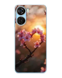 Чохол для ZTE V40 Design з картинкою «Рожевий цвіт сердечко на тлі заходу» Чохол для ZTE V40 Design з картинкою «Рожевий цвіт сердечко на тлі заходу»