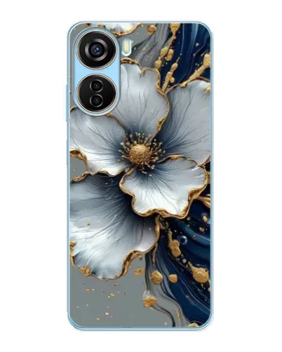 Чехол для ZTE V40 Design с картинкой «Белый цветок и золотой флюид» Чехол для ZTE V40 Design с картинкой «Белый цветок и золотой флюид»