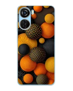 Чехол для ZTE V40 Design с картинкой «Объемные оранжевые сферы»