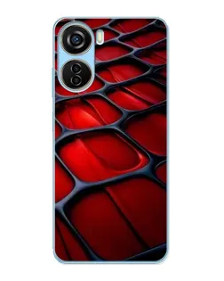 Чехол для ZTE V40 Design с картинкой «Красная глянцевая сетка»