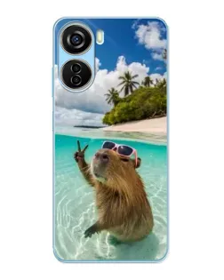 Чохол для ZTE V40 Design з картинкою «Капібара на морі»