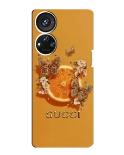 Чехол для ZTE Blade V40s с картинкой «Gucci — золотые бабочки»
