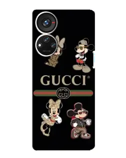 Чехол для ZTE Blade V40s с картинкой «Gucci — герои Disney и монограмма»