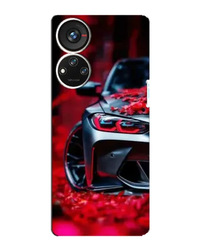Чехол для ZTE Blade V40s с картинкой «Спортивная BMW и цветы»