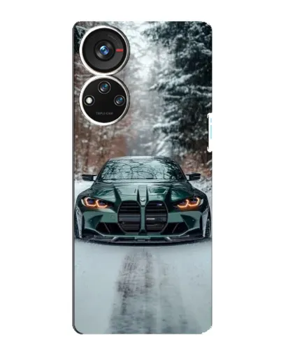 Чехол для ZTE Blade V40s с картинкой «BMW в зимнем лесу»