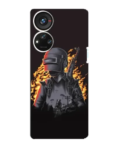 Чохол для ZTE Blade V40s з картинкою «PUBG — вогняний силует»