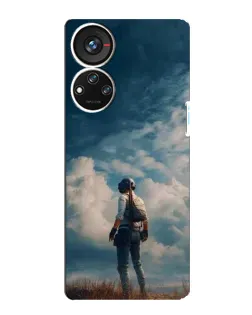 Чохол для ZTE Blade V40s з картинкою «Герой PUBG на скелі»