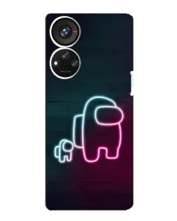 Чохол для ZTE Blade V40s з картинкою «Among Us неон-арт»
