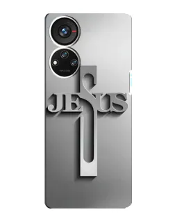Чохол для ZTE Blade V40s з картинкою «Металевий хрест Jesus»