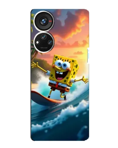 Чехол для ZTE Blade V40s с картинкой «Губка Боб серфингист»
