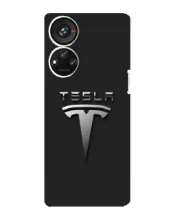 Чехол для ZTE Blade V40s с картинкой «Стальной логотип Tesla»