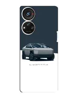 Чехол для ZTE Blade V40s с картинкой «Серебристый Cybertruck Tesla»