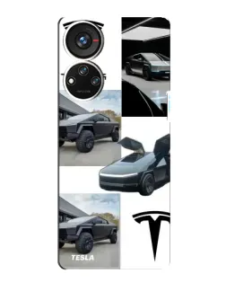 Чехол для ZTE Blade V40s с картинкой «Коллаж Cybertruck Tesla»
