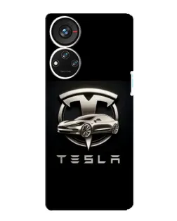 Чехол для ZTE Blade V40s с картинкой «Tesla — серебристое авто»