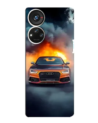 Чехол для ZTE Blade V40s с картинкой «Audi в огненном дыму»