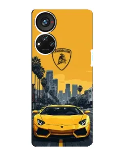 Чехол для ZTE Blade V40s с картинкой «Желтый Lamborghini город»