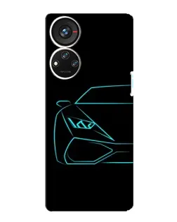 Чехол для ZTE Blade V40s с картинкой «Голубой силуэт Lamborghini»