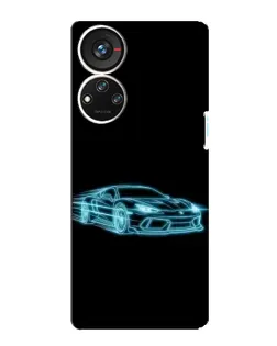 Чехол для ZTE Blade V40s с картинкой «Неоновый контур Lamborghini»