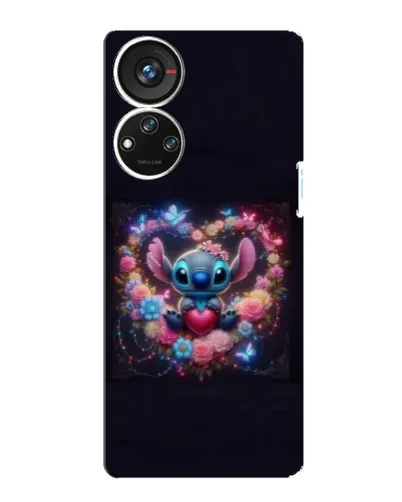 Чехол для ZTE Blade V40s с картинкой «Stitch в цветах»