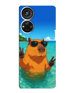 Чехол для ZTE Blade V40s с картинкой «Морская капибара»