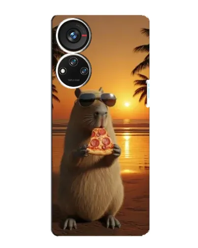 Чехол для ZTE Blade V40s с картинкой «Капибара с пиццей»