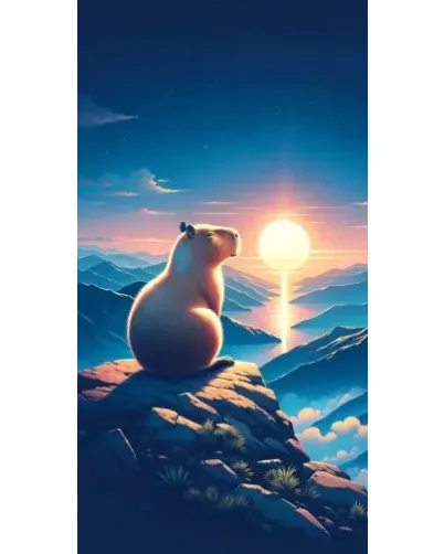 Чехол для ZTE с картинкой «Закат солнца с капибарой»