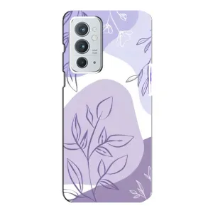 Силиконовый чехол с принтом в цветах на OnePlus 9RT (Фиолетовые листья абстракция)