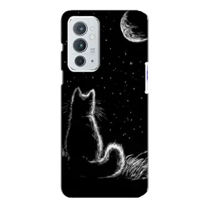 Чехол с принтом для OnePlus 9RT (AlphaPrint) Модные коты (Котик и луна)