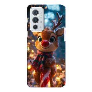 Яркий чехол для OnePlus 9RT с Зимними Оленятами (Олень с шарфом)