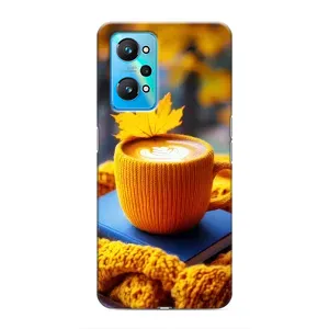 Чехол с уникальным дизайном «Осень с кофе» для Realme GT Neo 2 (Кофе на желтом пледе)