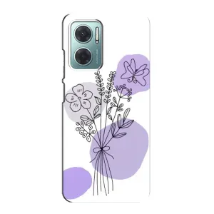 Силконовий чохол з принтом в квітах на Xiaomi Redmi Note 11E (Букет фіолетова абстракція)