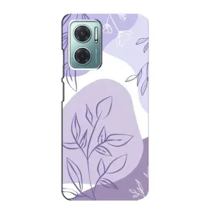Силконовий чохол з принтом в квітах на Xiaomi Redmi Note 11E (Фіолетове листя абстракція)